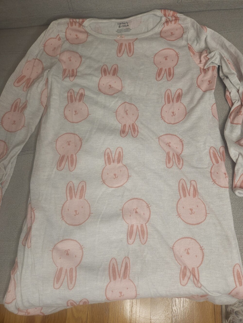 Carter's White Pajama Nightgown with Pink Bunny Print